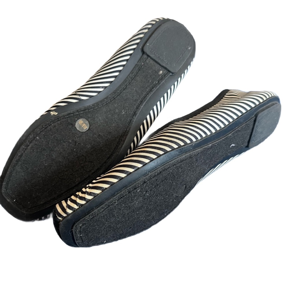 Jessica Simpson Black and Cream Striped Bow Ballet Flats - Picture 2 of 2